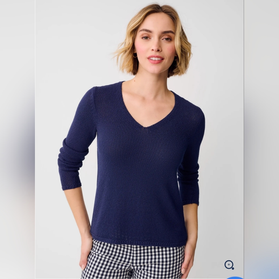 J. Mclaughlin Ludlow Blue V-Neck Knit Sweater Women’s Size Small